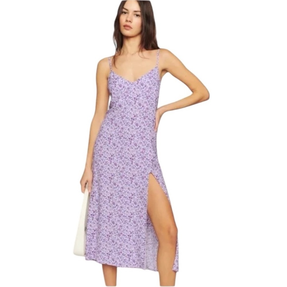 Reformation: Crimini Midi Dress in Purple Floral (Size 8)